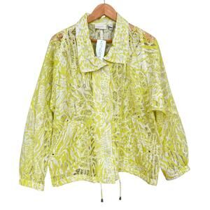 Chico’s Blossoming Briella Jacket Women’s Size 3 XL Lime NWT Sheer Lightweight